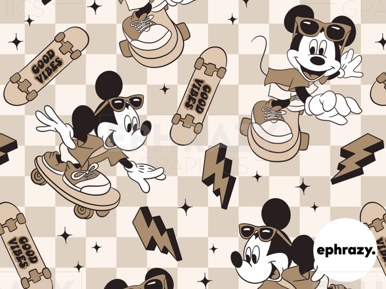 Mickey Disney Checkered Skater Boy Neutral Pattern