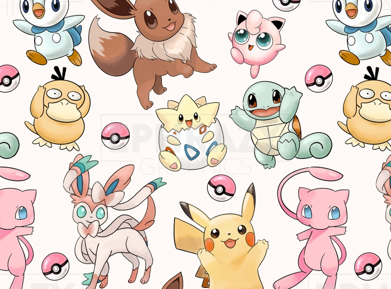 Pokemon For Girls Neutral Colors Digital Pattern