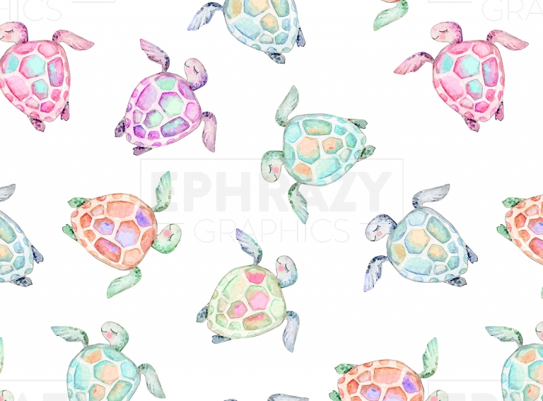 Sea Turtles Watercolor Digital Pattern
