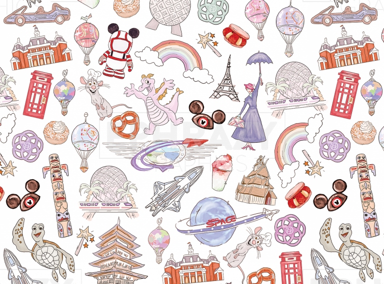 Epcot Around The World Neutral Colors Digital Pattern