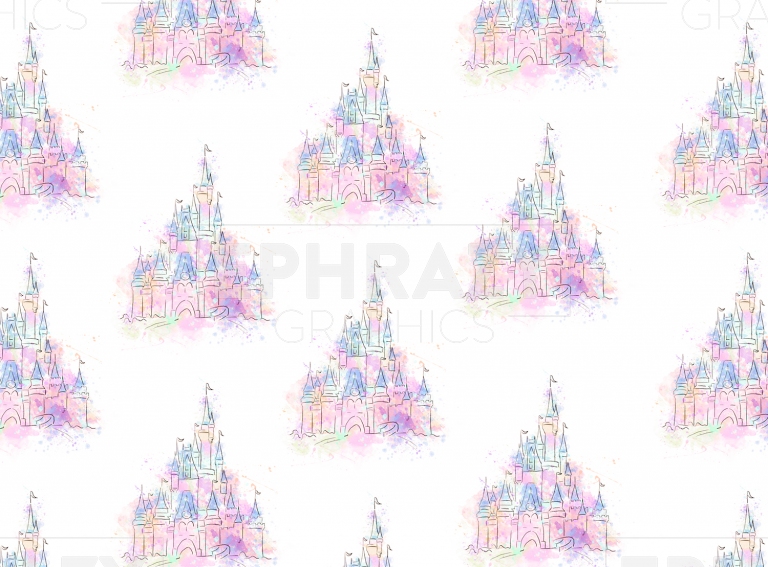 Watercolor Disney Castle Pastel Colors 1