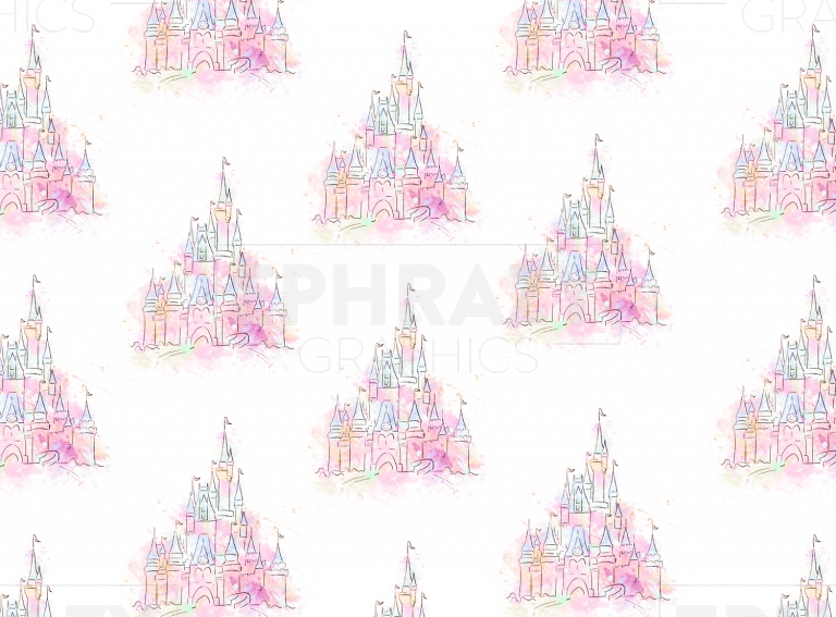 Watercolor Disney Castle Pastel Colors 2