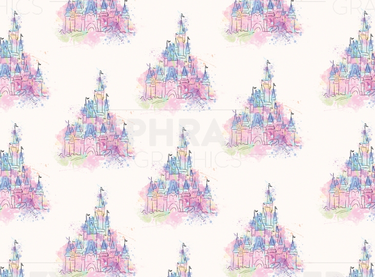 Watercolor Disney Castle Pastel Colors 3