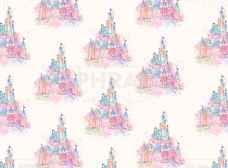 Watercolor Disney Castle Pastel Colors 4