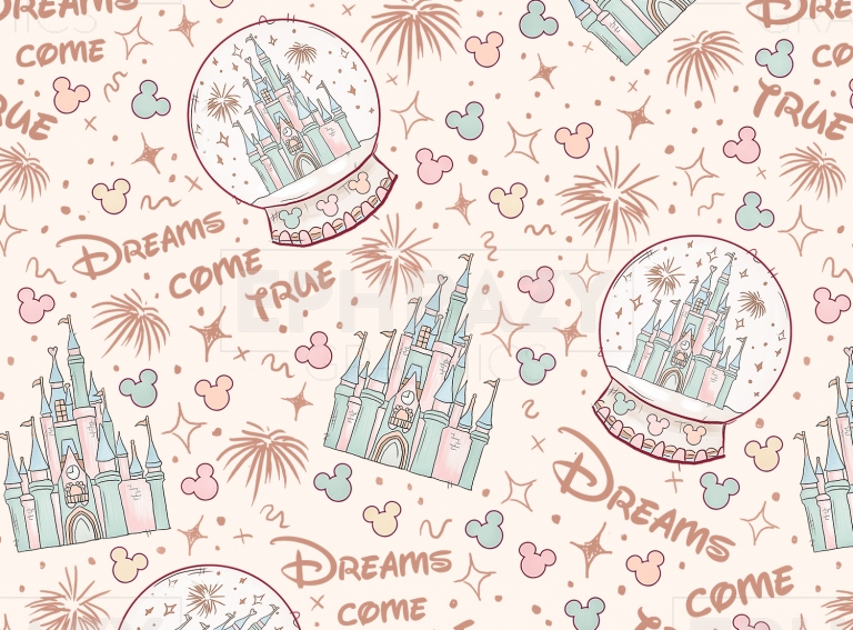 Dreams Come True Disney Castle Snowball Christmas Digital Pattern