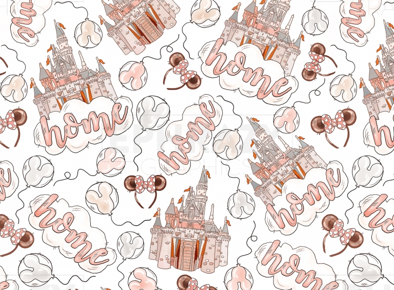 Disney Castle Home Neutral Colors Minnie Ears Digital Pattern