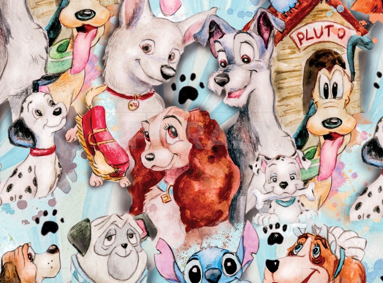 Disney Dogs Pastel Colors Watercolor Digital Pattern