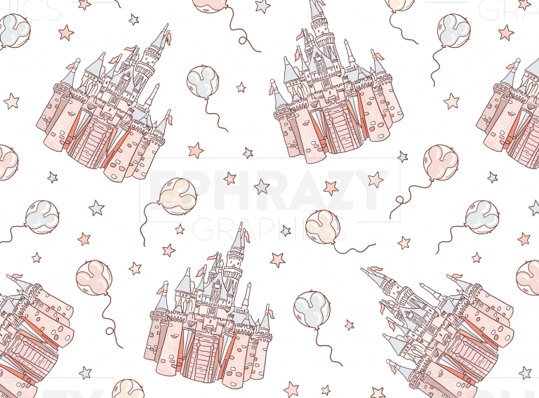 Disney Castle Magic Kingdom Neutral Colors Digital Pattern