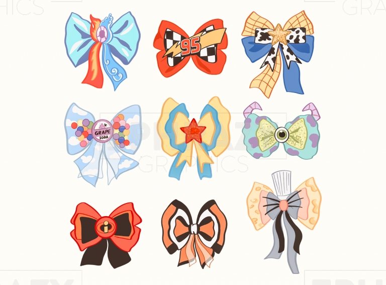 Disney Pixar Bow Bows Up Toy Story Cars Sublimation Digital Png